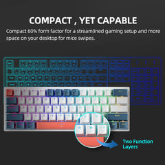 Machenike K500-B61 Mini Mechanical Keybaord 60% Form Factor 61Keys Gaming Keybaord Wired Full Key Hot-Swappable RGB Backlit