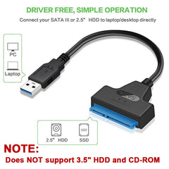 SATA to USB 3.0 / 2.0 Cable Up to 6 Gbps for 2.5 Inch External HDD SSD Hard Drive SATA 3 22 Pin Adapter USB 3.0 to Sata III Cord